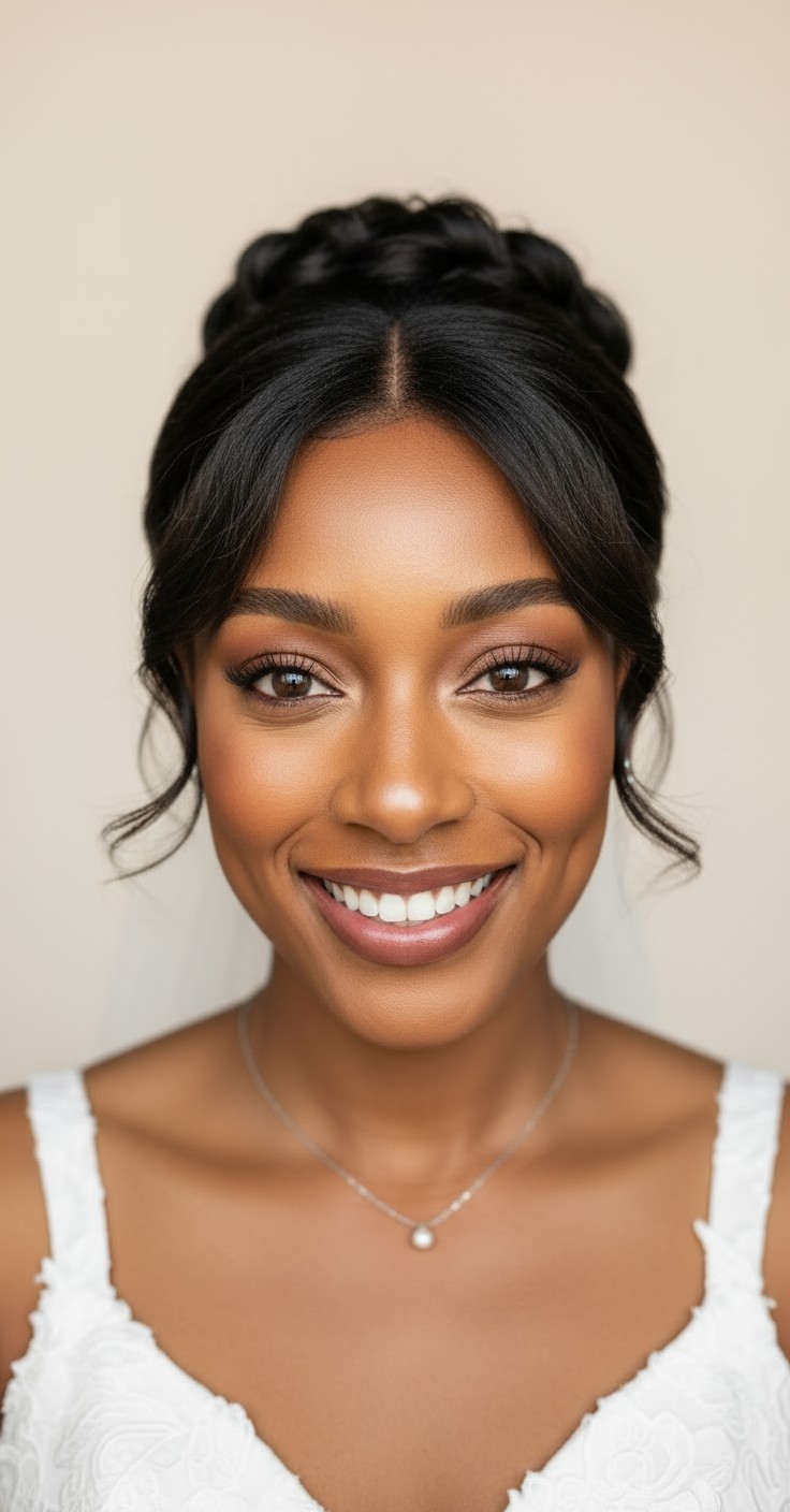 After Wedding Hair Updo With Bangs